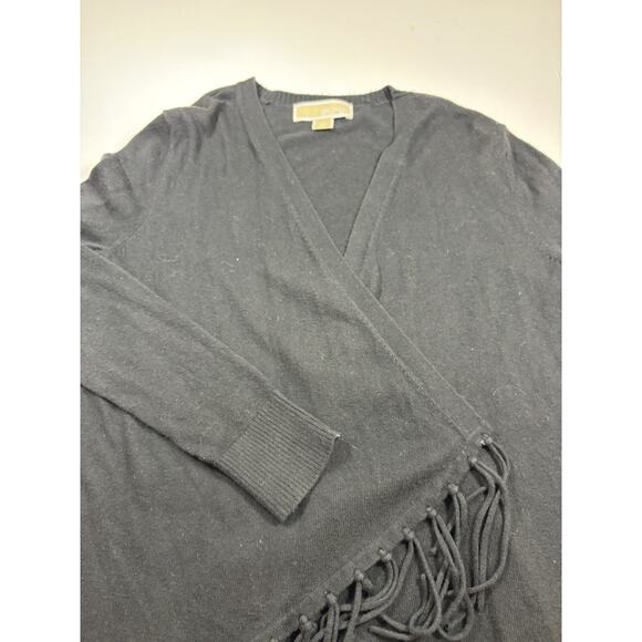 Michael Kors Fringe Cardigan Black Size XS Open Front Long Sleeve Waterfall - Picture 10 of 10